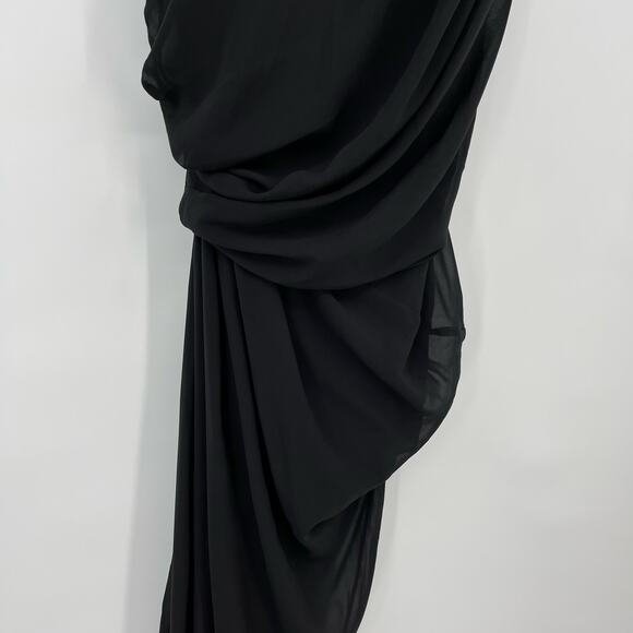 L'Academie by Marianna | NWT Morgane Gown Black Asymmetric One Shoulder Maxi L - Picture 10 of 16